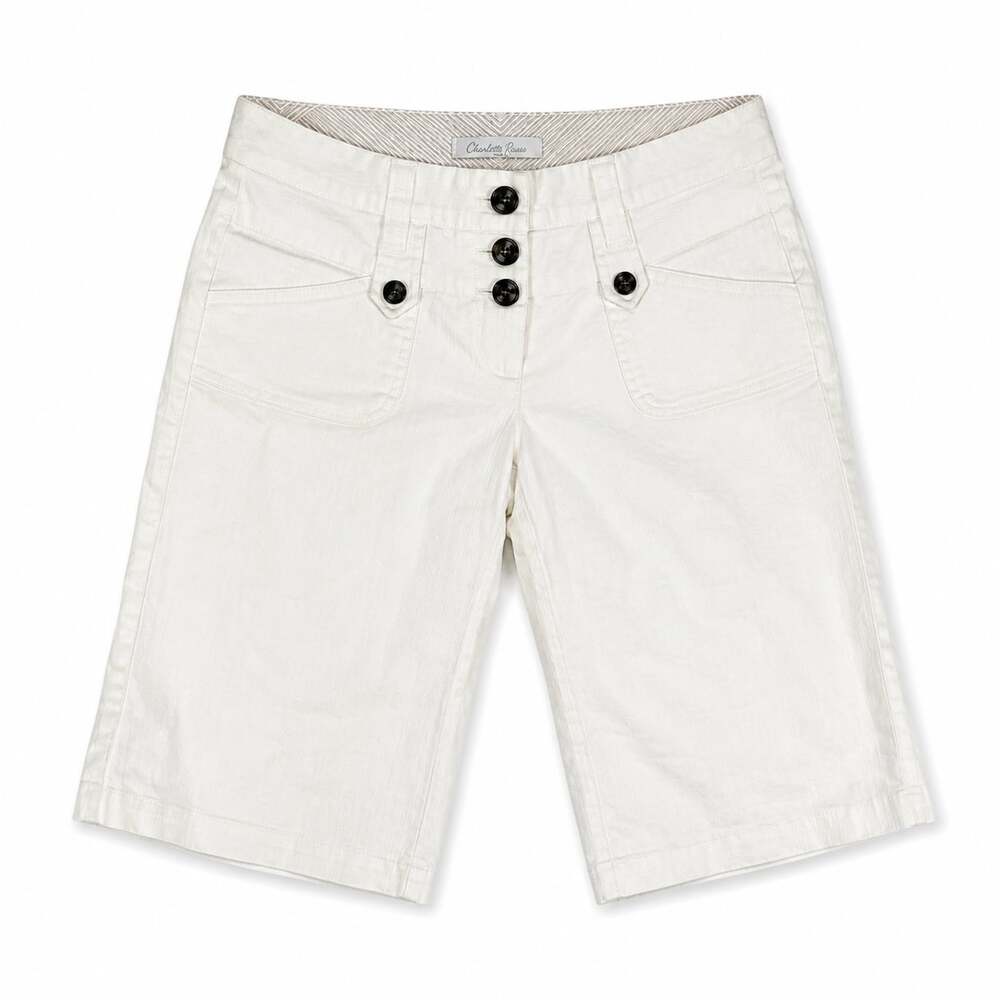 Vintage Y2K Charlotte Russe Low Rise Women's White Button Front Bermuda Shorts S
